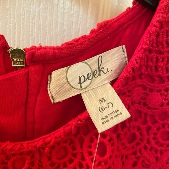 Peek Kids Tessa Tiered Lace Dress Red Girls Size Medium 6-7 NWT - Picture 4 of 9